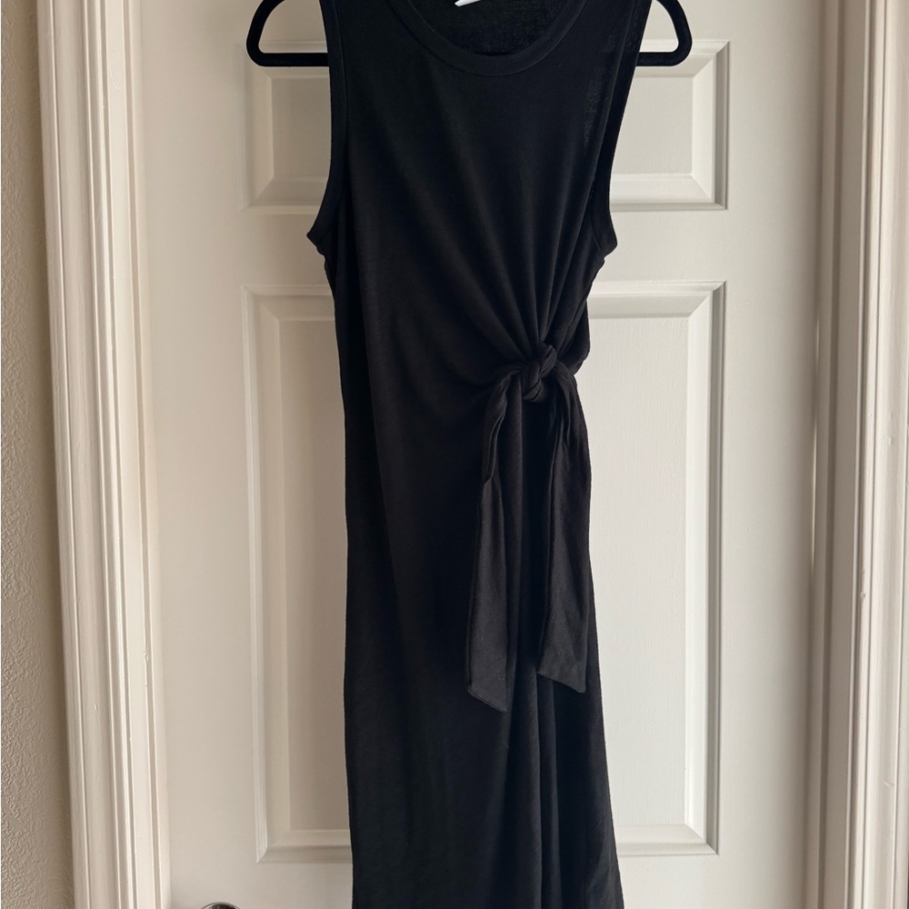 Gap Black Sleeveless Side Tie Midi Dress Jersey Knit Size L